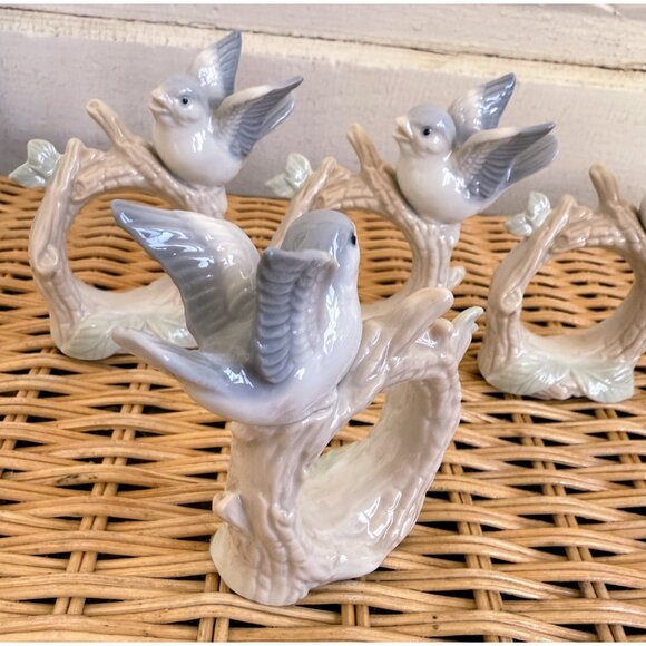 Vintage 60's Otagiri Porcelain Bird Napkin Rings Japan set of 4 - Picture 4 of 11